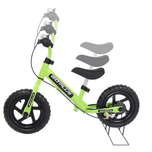 12" Four Colors Kids Balance Bike Scooter with Brakes and Bell-Green