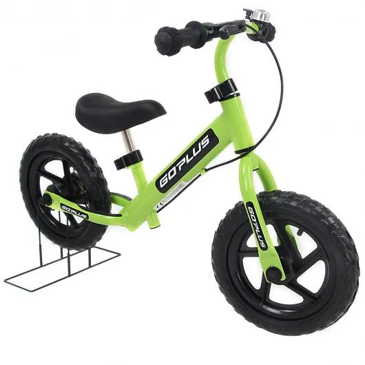 12" Four Colors Kids Balance Bike Scooter with Brakes and Bell-Green