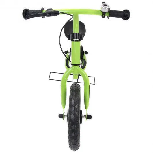 12" Four Colors Kids Balance Bike Scooter with Brakes and Bell-Green