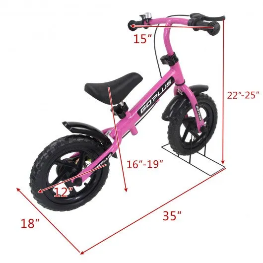 12" Three Colors Kids Bike Bicycle with Brakes and Bell-Pink