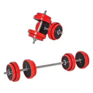 20KGS Two-In-One Dumbbell & Barbell Adjustable Set Strength Muscle Exercise Fitness Plate Bar Clamp Rod Home Gym Sports Area