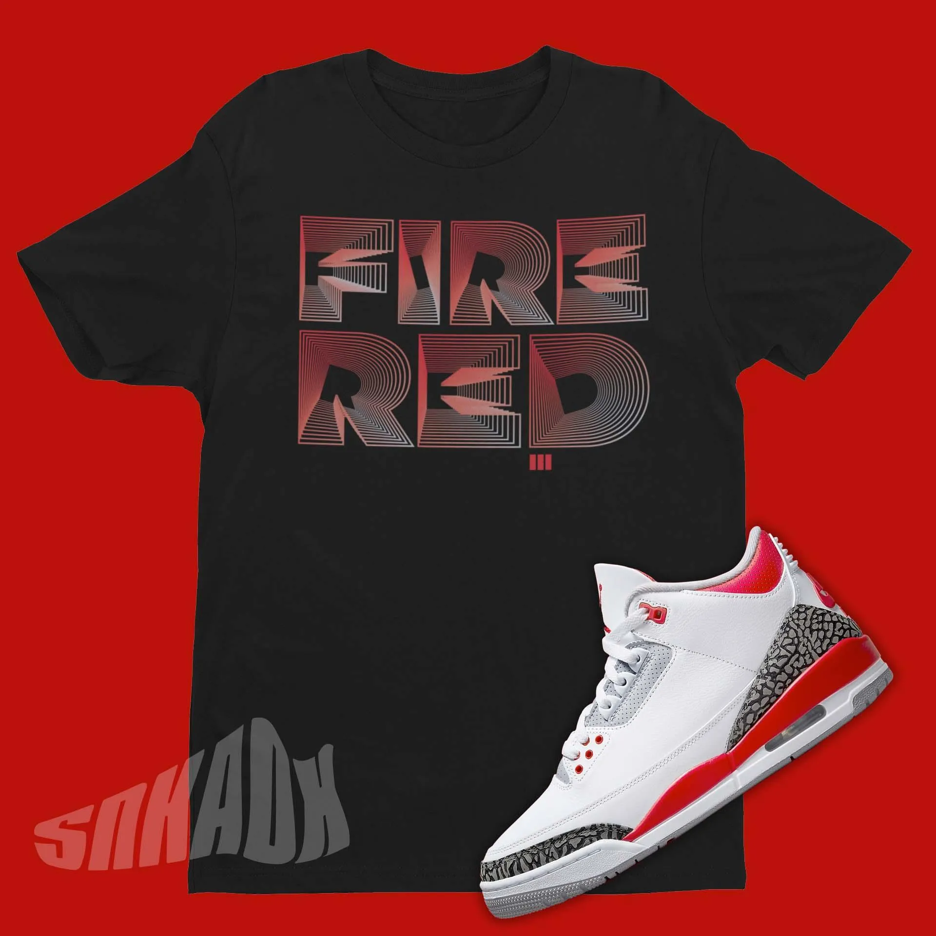 3D Burst Shirt To Match Air Jordan 3 Fire Red