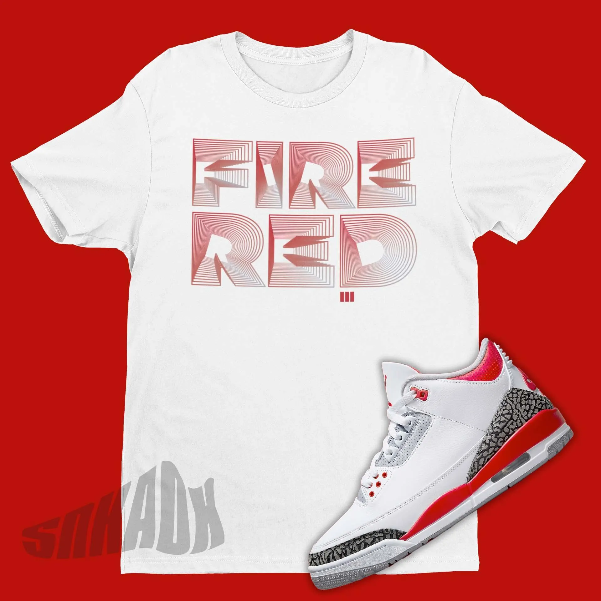 3D Burst Shirt To Match Air Jordan 3 Fire Red