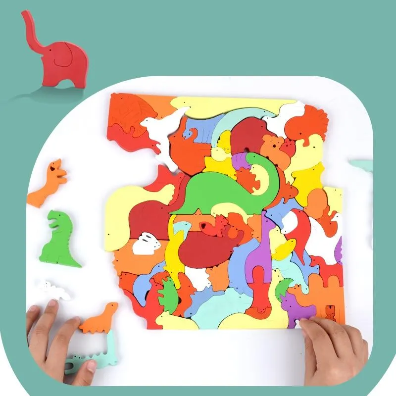 3D Puzzles Toy Animal Cartoon Multilayer Jigsaw Puzzle Creative Baby Wooden Early Educational Cognition Toys For Children