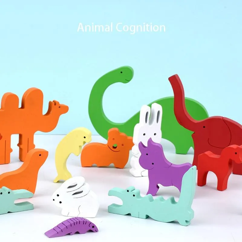 3D Puzzles Toy Animal Cartoon Multilayer Jigsaw Puzzle Creative Baby Wooden Early Educational Cognition Toys For Children