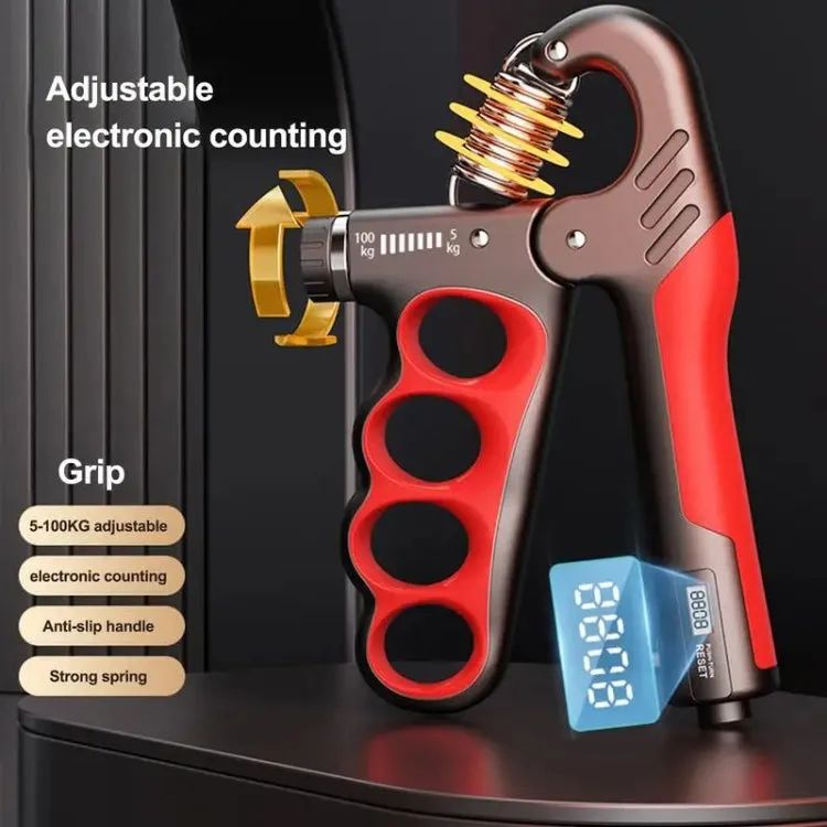 5-100kg Adjustable Hand Grip Strengthener Arm Muscle Exerciser, Spec: Mechanical Counter Red