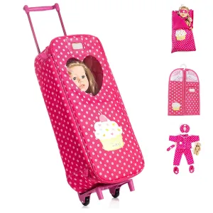 8 Piece Doll Traveling Trolley Set fits 18'' American girl Doll Including Pajamas Sleeping Bag Doll Not Included