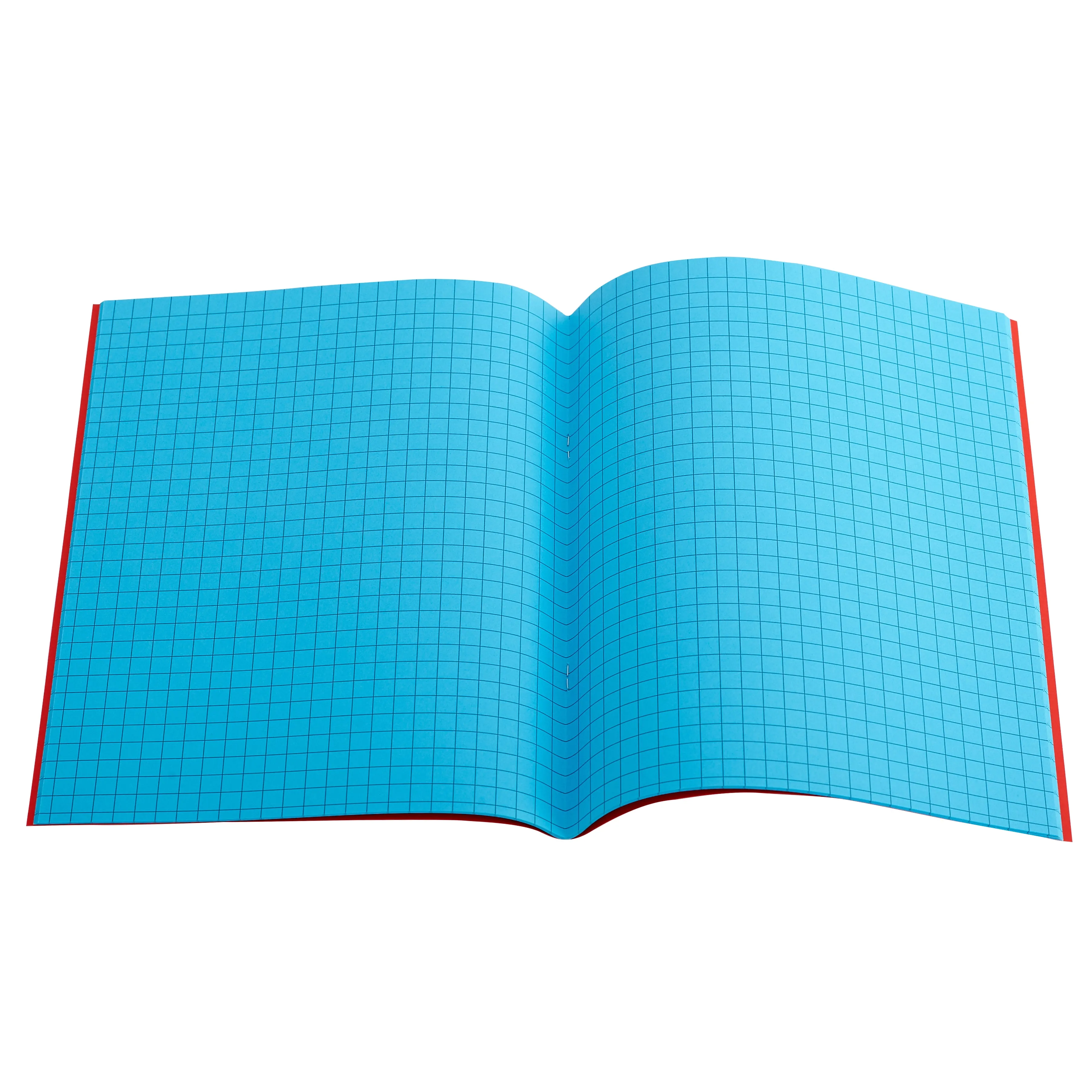 A5 (9" x 7") - 7mm Squared Tinted Paper - Exercise Book (Red Cover)