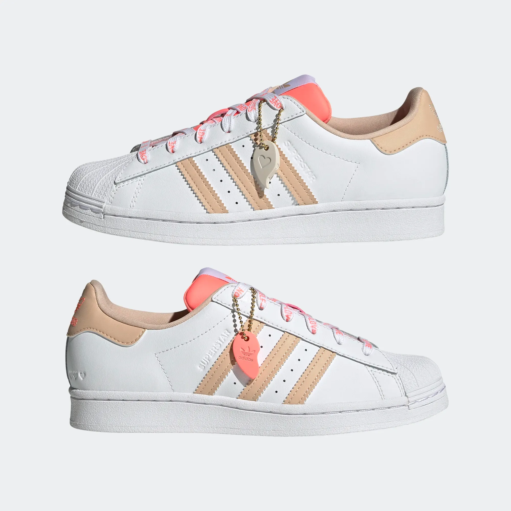 Adidas Women's Superstar Shoes - Cloud White / Halo Blush / Acid Red