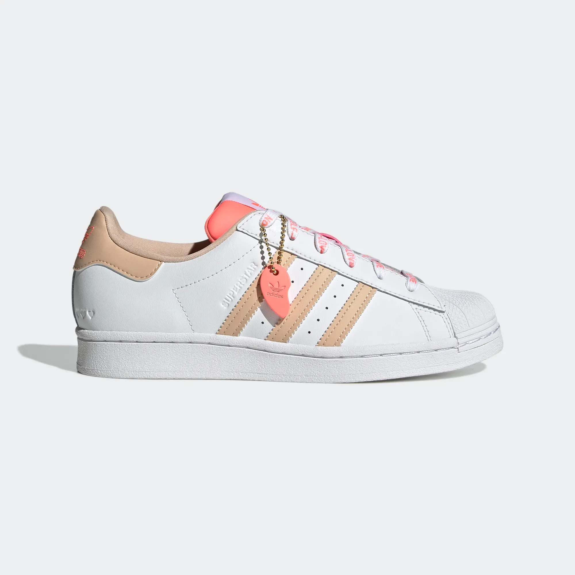 Adidas Women's Superstar Shoes - Cloud White / Halo Blush / Acid Red