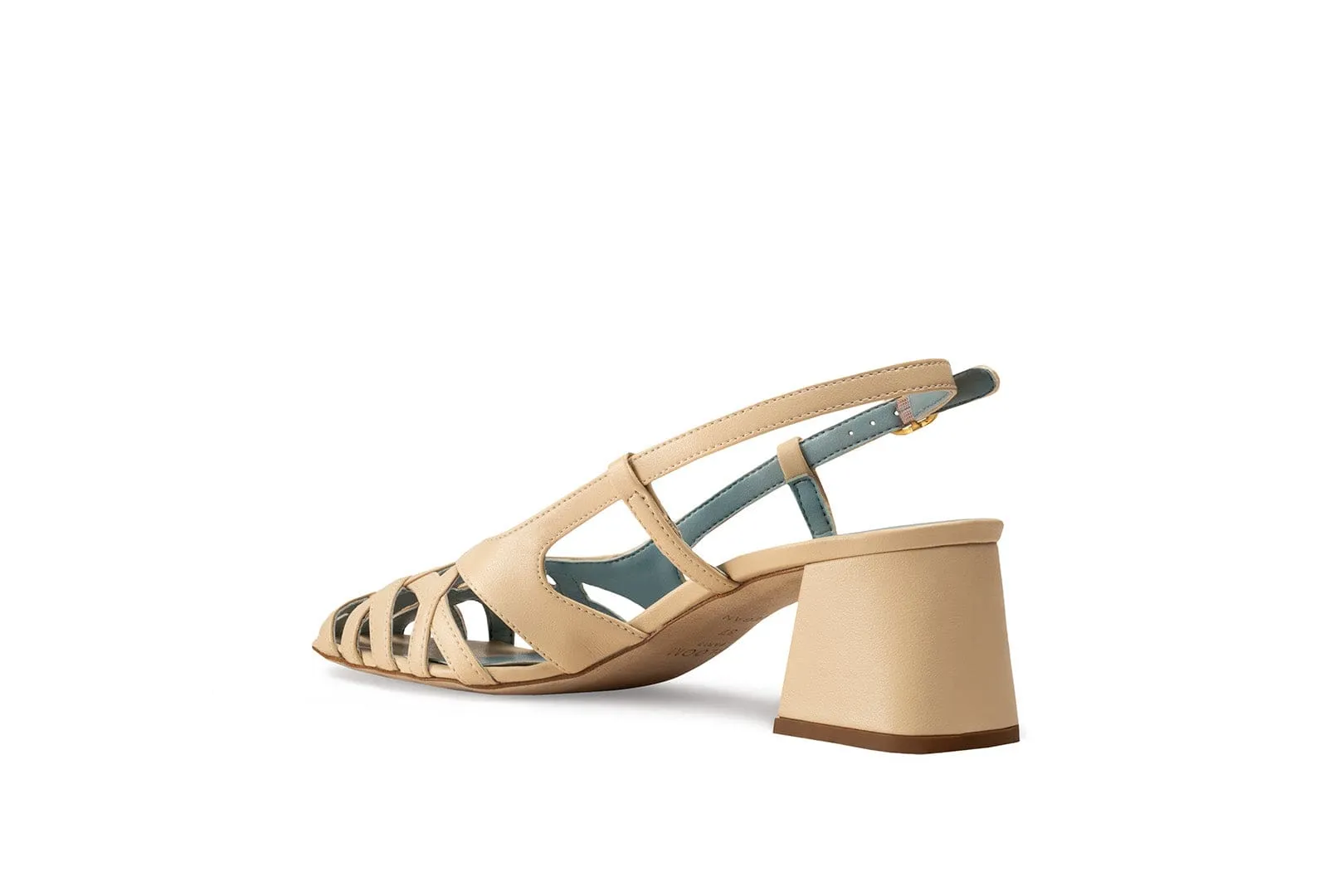 Alba Vegan Apple Leather Heeled Sandals | Ecru