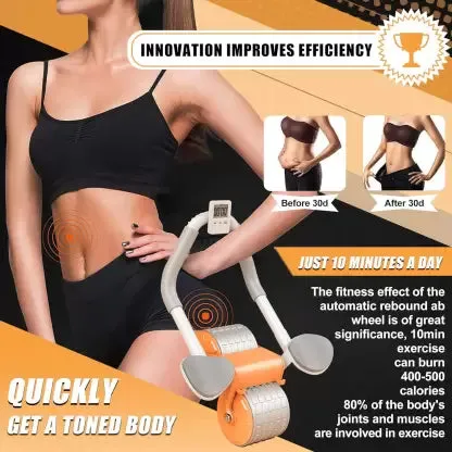 ALYV Automatic Rebound Abdominal Wheel with Elbow Support,Abs Workout For Women & Men Ab Exerciser  (Orange, Grey, White)