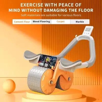 ALYV Automatic Rebound Abdominal Wheel with Elbow Support,Abs Workout For Women & Men Ab Exerciser  (Orange, Grey, White)