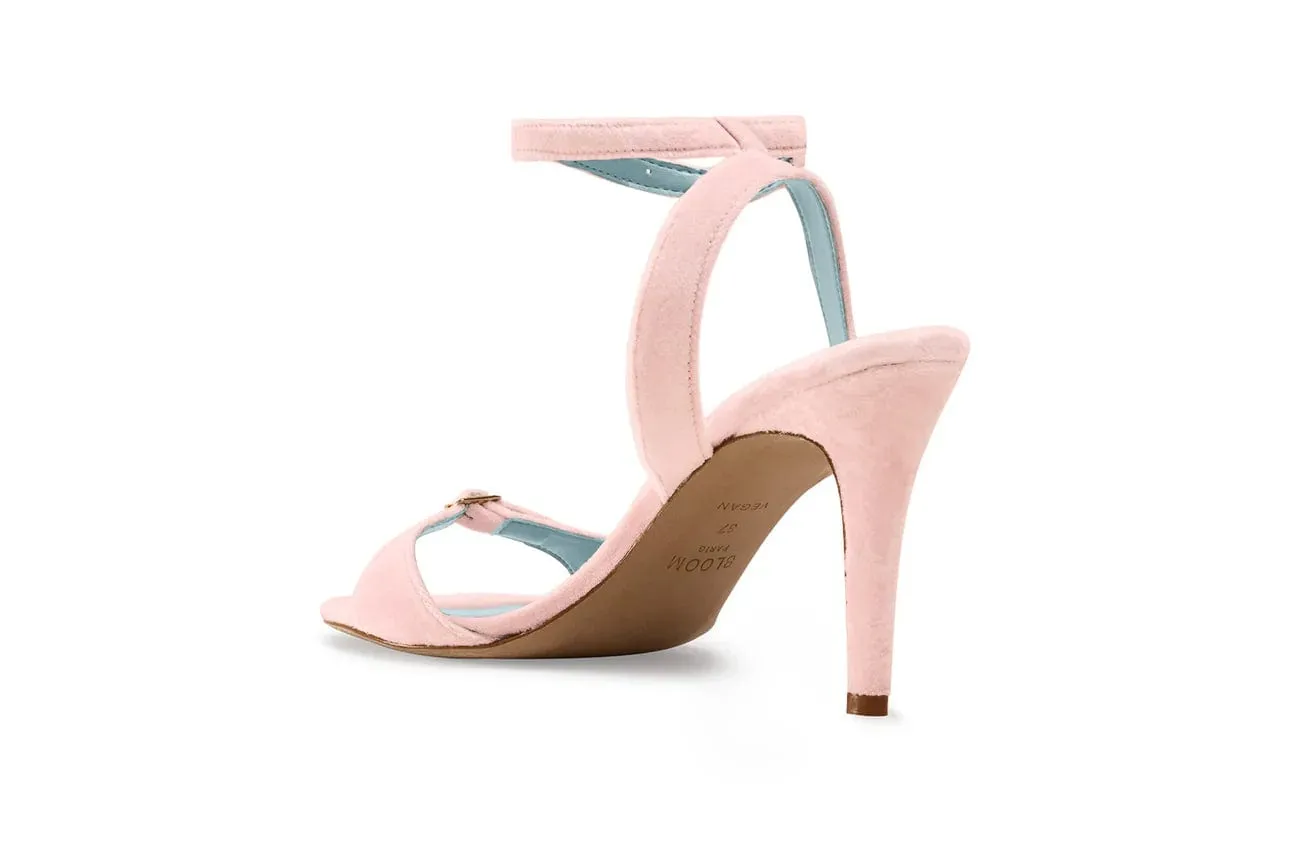 Anna Vegan Velvet Heeled Sandals | Pink