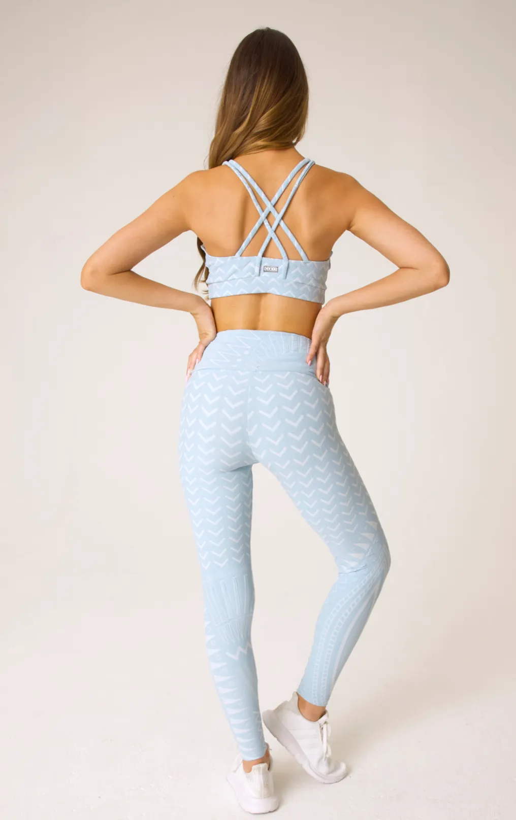 Aztec Legging | Jacquard Powder Blue w/ White