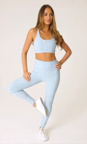 Aztec Legging | Jacquard Powder Blue w/ White