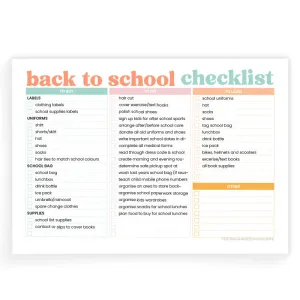 Back to school checklist