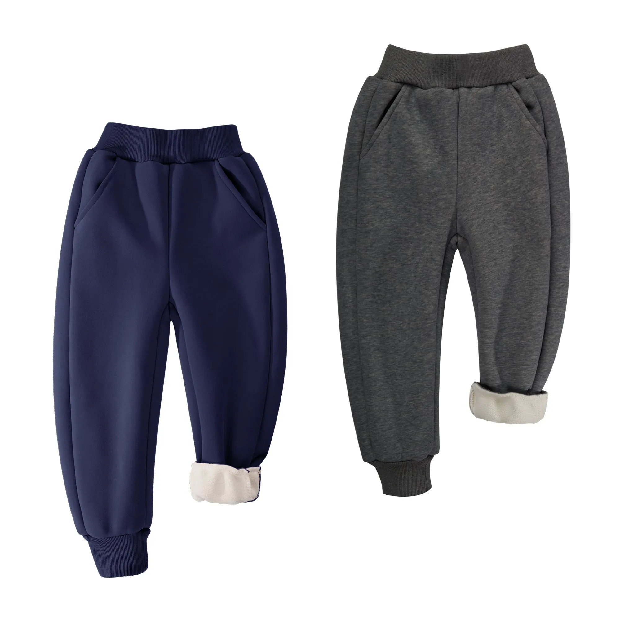 BIG ELEPHANT Boys Girls Fleece Lined Sweatpants, Youth Soft Cotton Athletic Jogger, Kids Basic Active Pants with Pockets