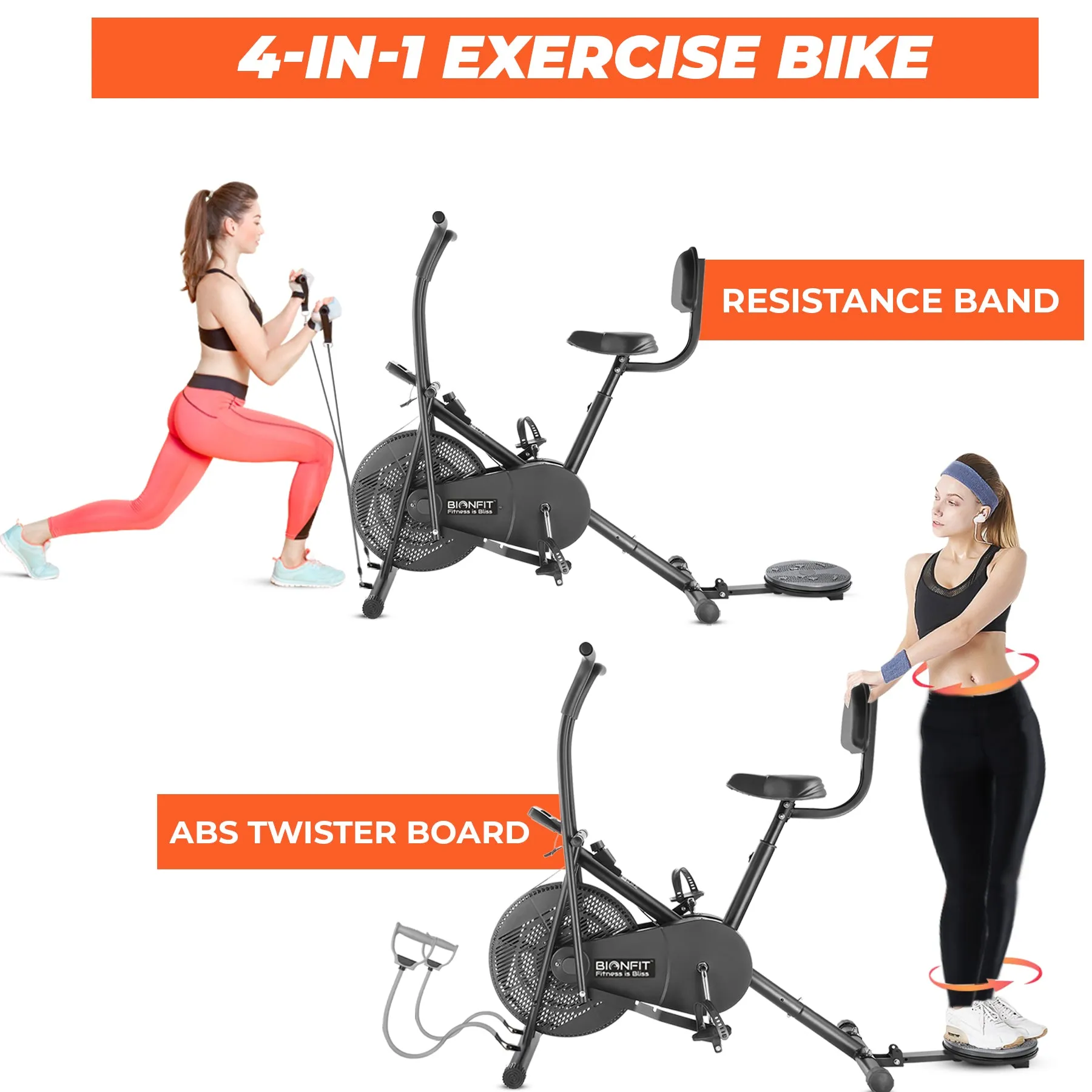 Bionfit 5M Airbike: India's 1st Moving Handle Airbike for Full-Body Workout - 2 Year Warranty