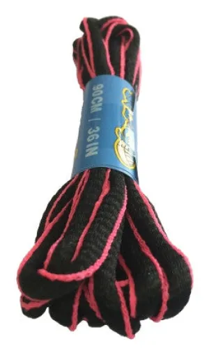 Black and Neon Pink Oval Running Shoe Shoelaces - 6mm wide