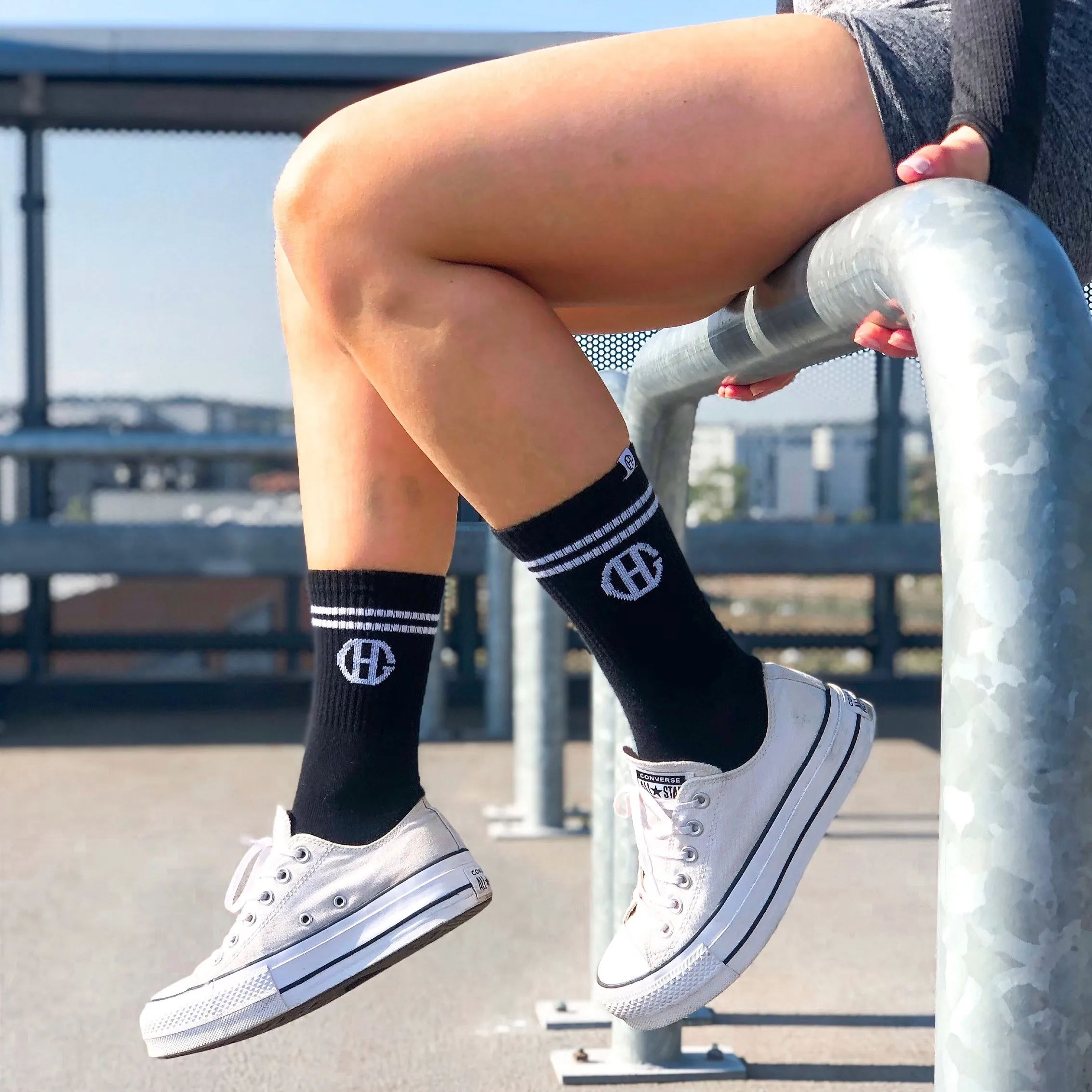 Black Striped Sports Sock