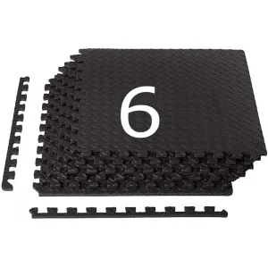 Body Fit Puzzle Mat Set Of 6pcs Black 60x60x1.25cm