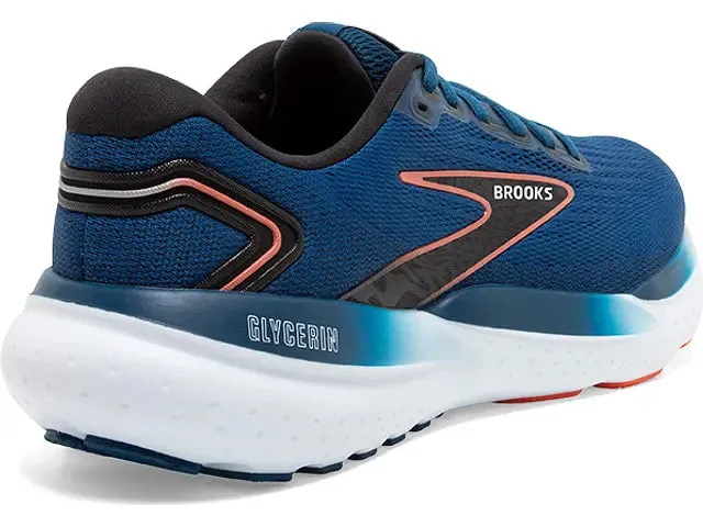 Brooks Mens Glycerin 21 Wide- Blue Opal/Black/Nasturtium  (1104192E474)