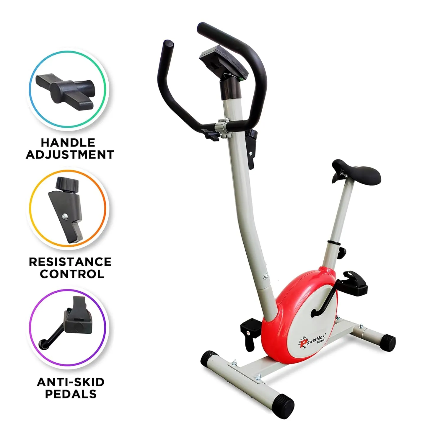 BU-200-NX121 Premiun Upright Exercise Bike for Home Use |HDR foam grip |Comfortable Cusion Seat |Adjustable Height |Exercise Cycle?Max User Wt.100kg |1 PC Crank ?