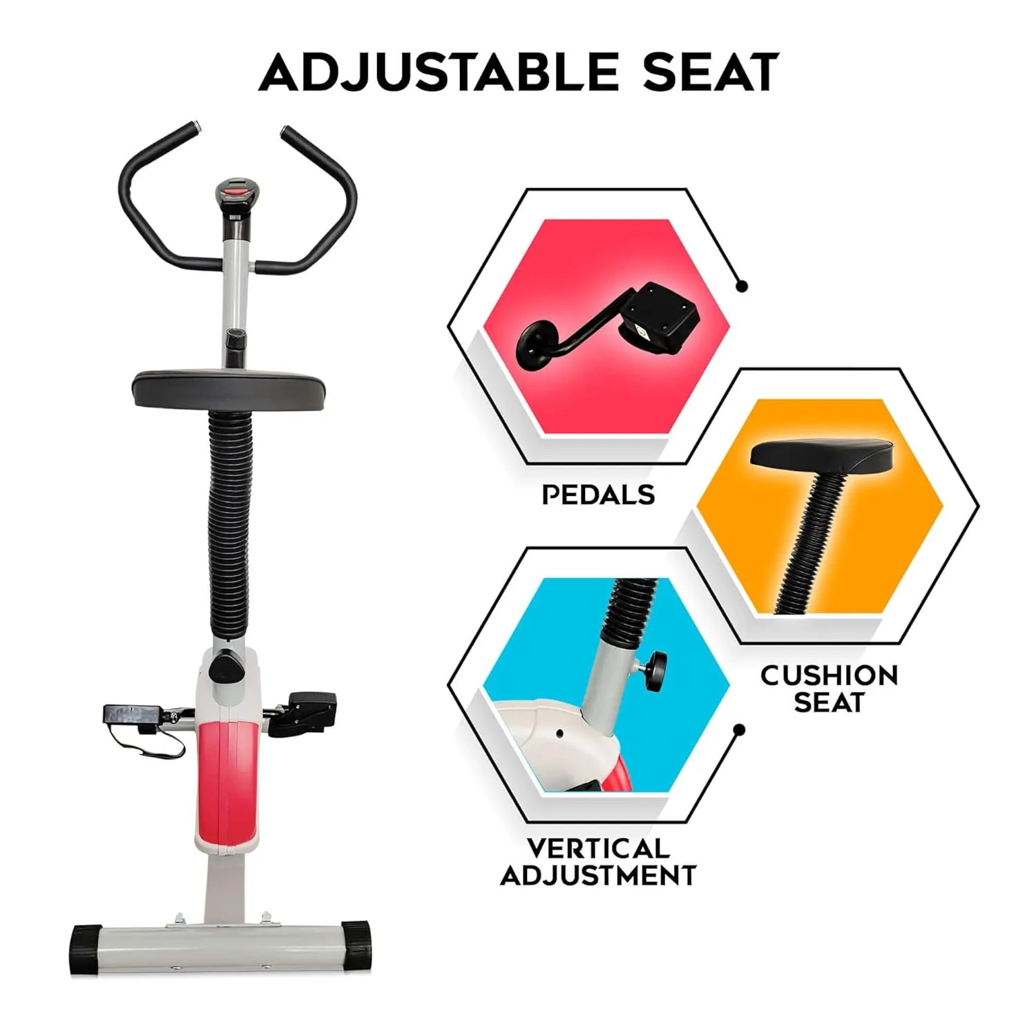 BU-200-NX121 Premiun Upright Exercise Bike for Home Use |HDR foam grip |Comfortable Cusion Seat |Adjustable Height |Exercise Cycle?Max User Wt.100kg |1 PC Crank ?