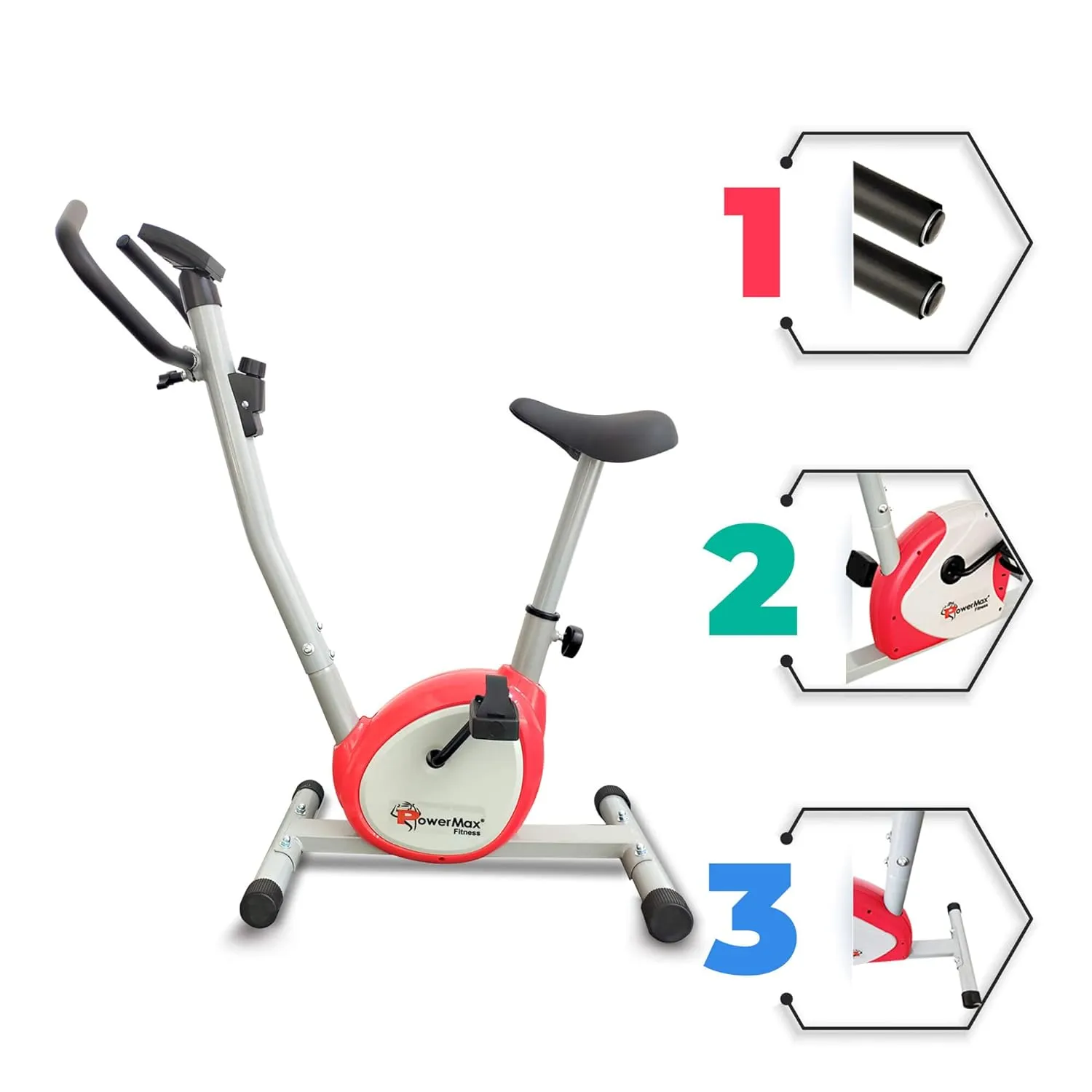 BU-200-NX121 Premiun Upright Exercise Bike for Home Use |HDR foam grip |Comfortable Cusion Seat |Adjustable Height |Exercise Cycle?Max User Wt.100kg |1 PC Crank ?