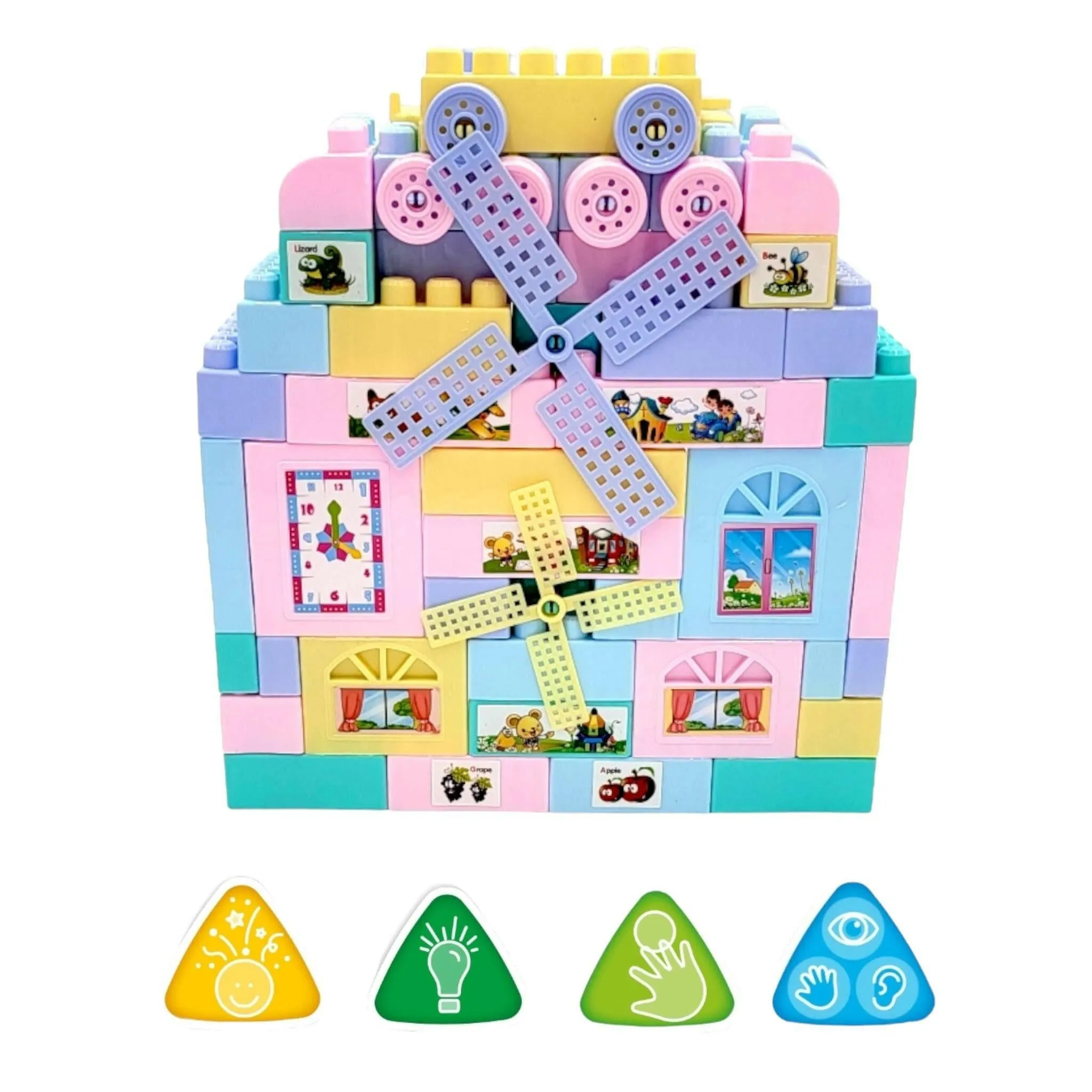 Building Blocks Educational and  With Clear Storage Bag  for Kids Toddlers Mixed Pastel Colors Paradise 78PCS