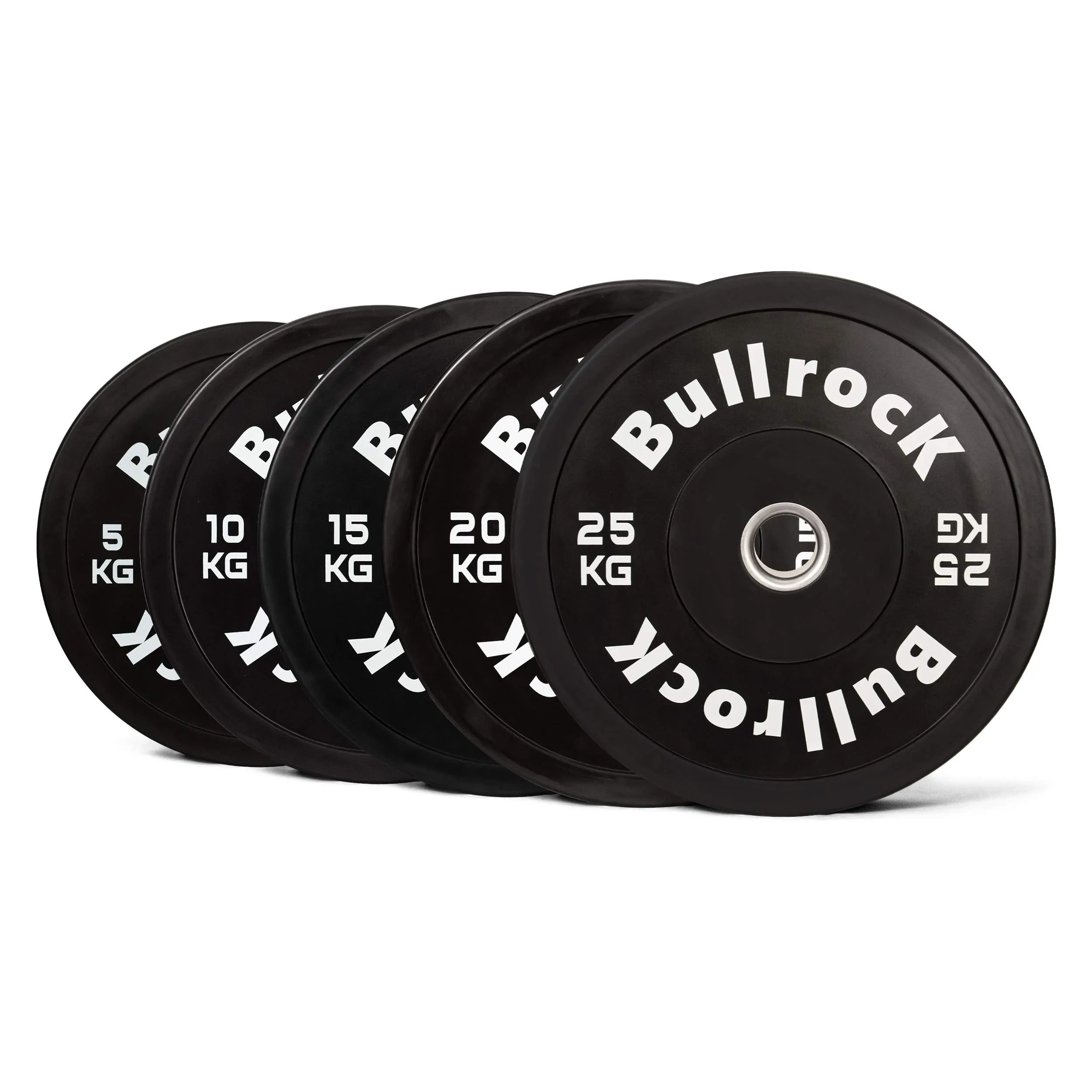 BullrocK Black Rubber Bumper Plates 2.0 for Olympic Weightlifting Gym and Crossfit Competition Standard 50mm (2 inch) 5kg 10kg 15kg 20kg 25kg Weight Plate (10 kg Set (5kg x 2))