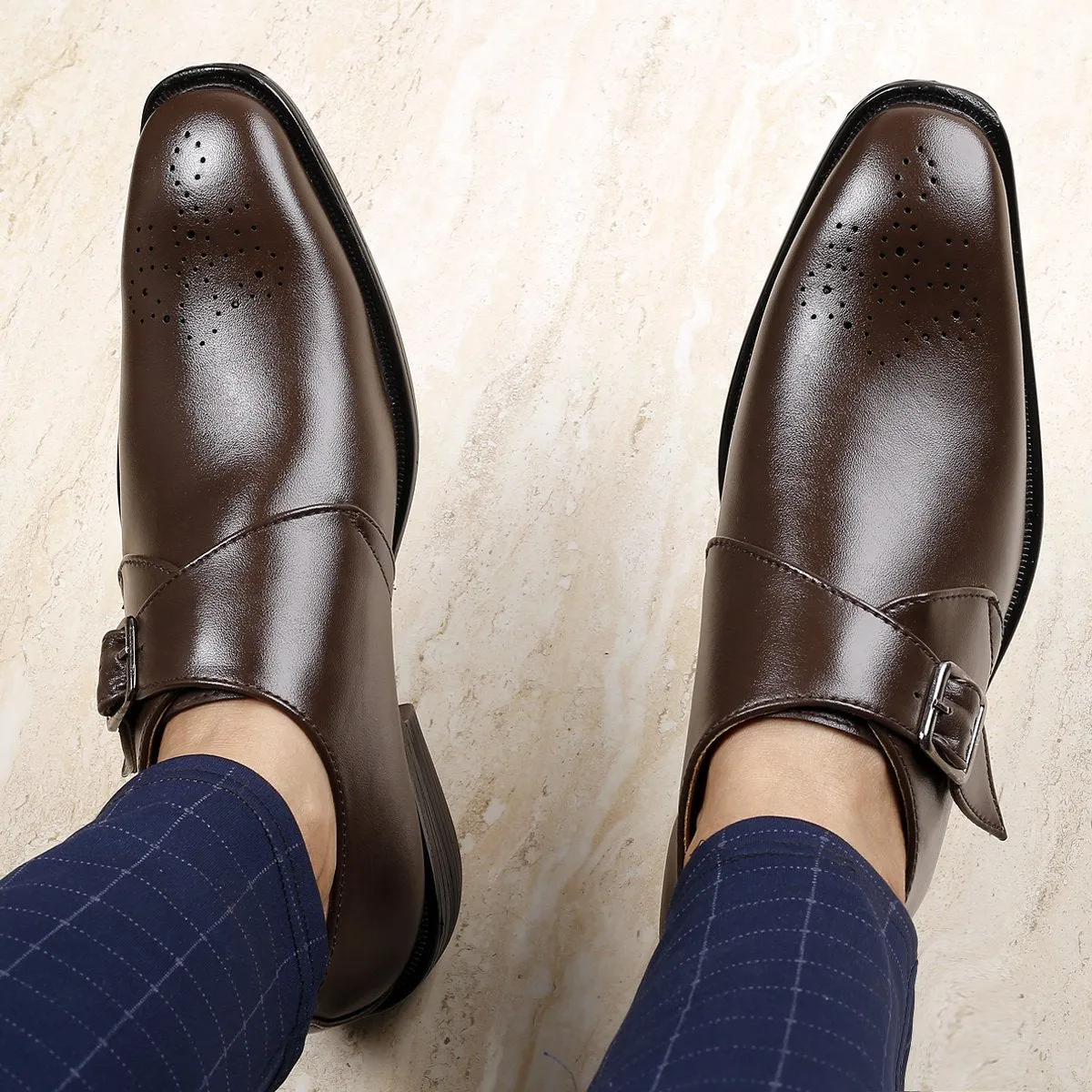 Bxxy's Height Increasing Elevator Formal Monk Slip-ons Shoes for Men