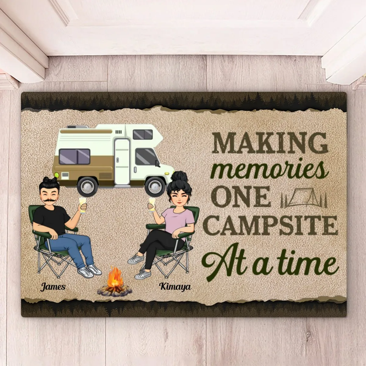 Camping Lovers - One Campsite At A Time - Personalized Doormat