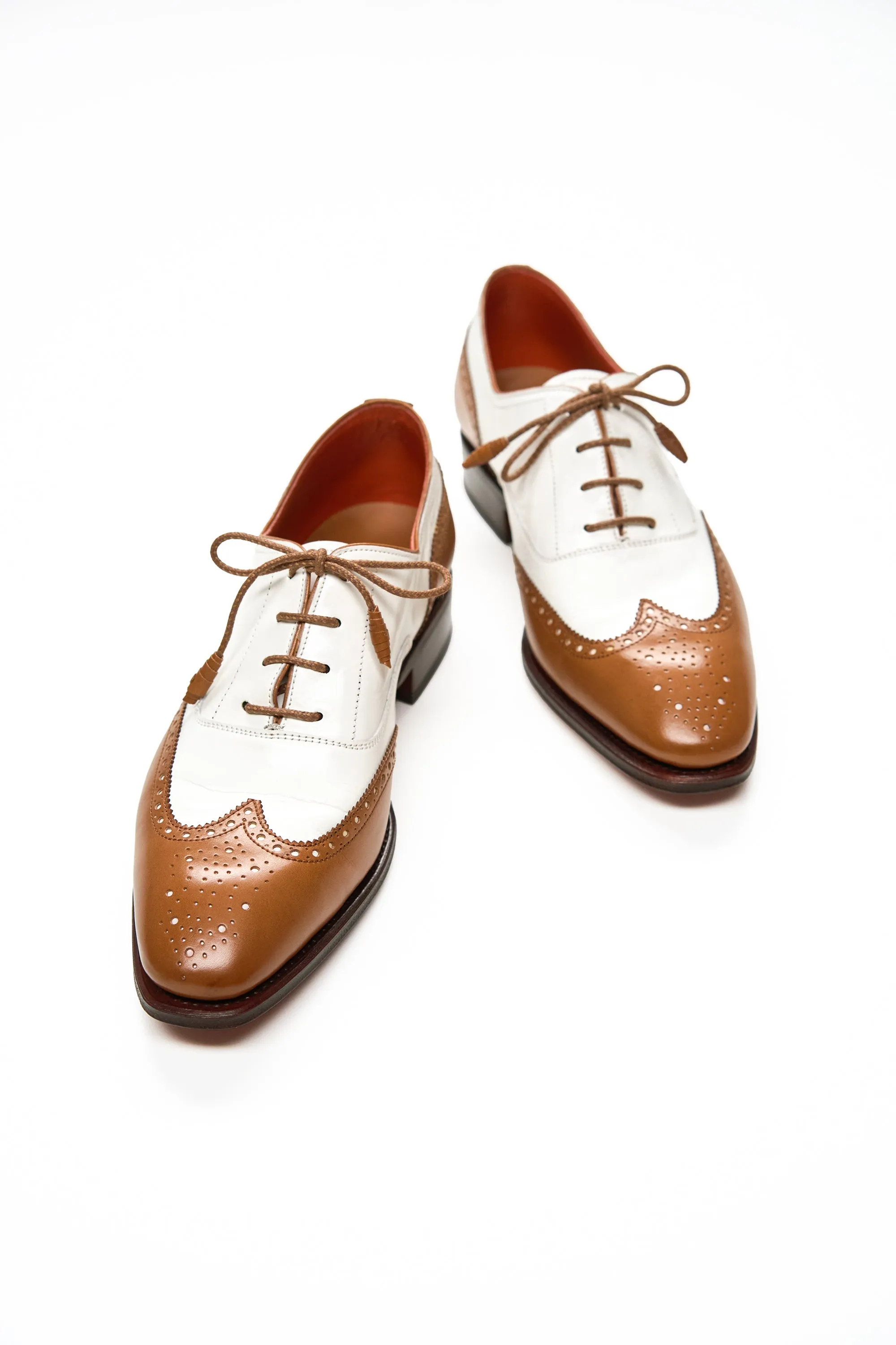 Carmina Ladies' Simpsom 1435 Brown with White Calf Wingtip Oxfords