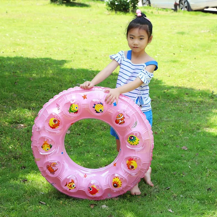 Cartoon Pattern Double Airbag Thickened Inflatable Swimming Ring Crystal Swimming Ring, Size:50 cm(Blue)