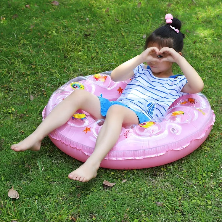 Cartoon Pattern Double Airbag Thickened Inflatable Swimming Ring Crystal Swimming Ring, Size:50 cm(Blue)