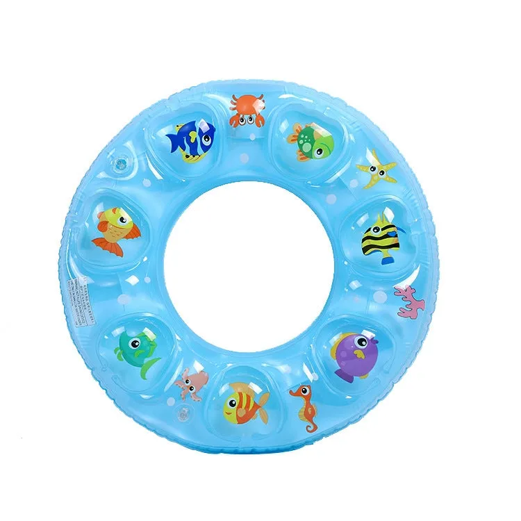 Cartoon Pattern Double Airbag Thickened Inflatable Swimming Ring Crystal Swimming Ring, Size:50 cm(Blue)