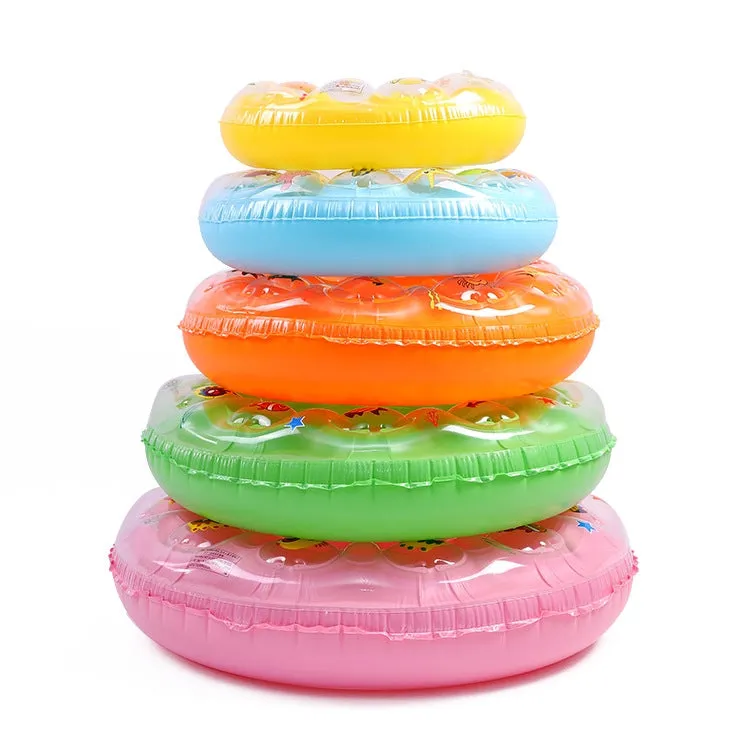 Cartoon Pattern Double Airbag Thickened Inflatable Swimming Ring Crystal Swimming Ring, Size:50 cm(Yellow)