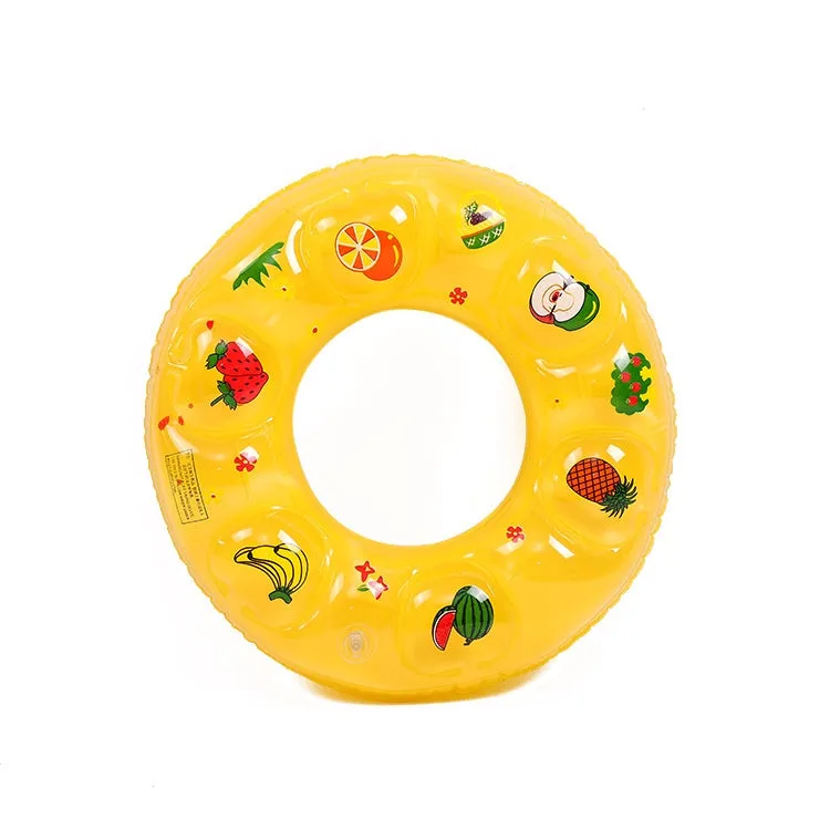 Cartoon Pattern Double Airbag Thickened Inflatable Swimming Ring Crystal Swimming Ring, Size:50 cm(Yellow)