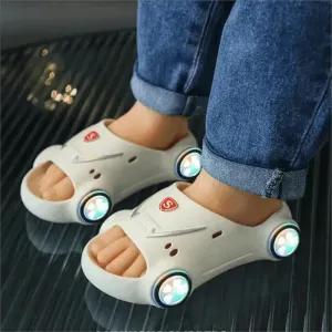 Children's Cartoon Car Glowing Sandals: Anti-Slip Luminous Beach Shoes