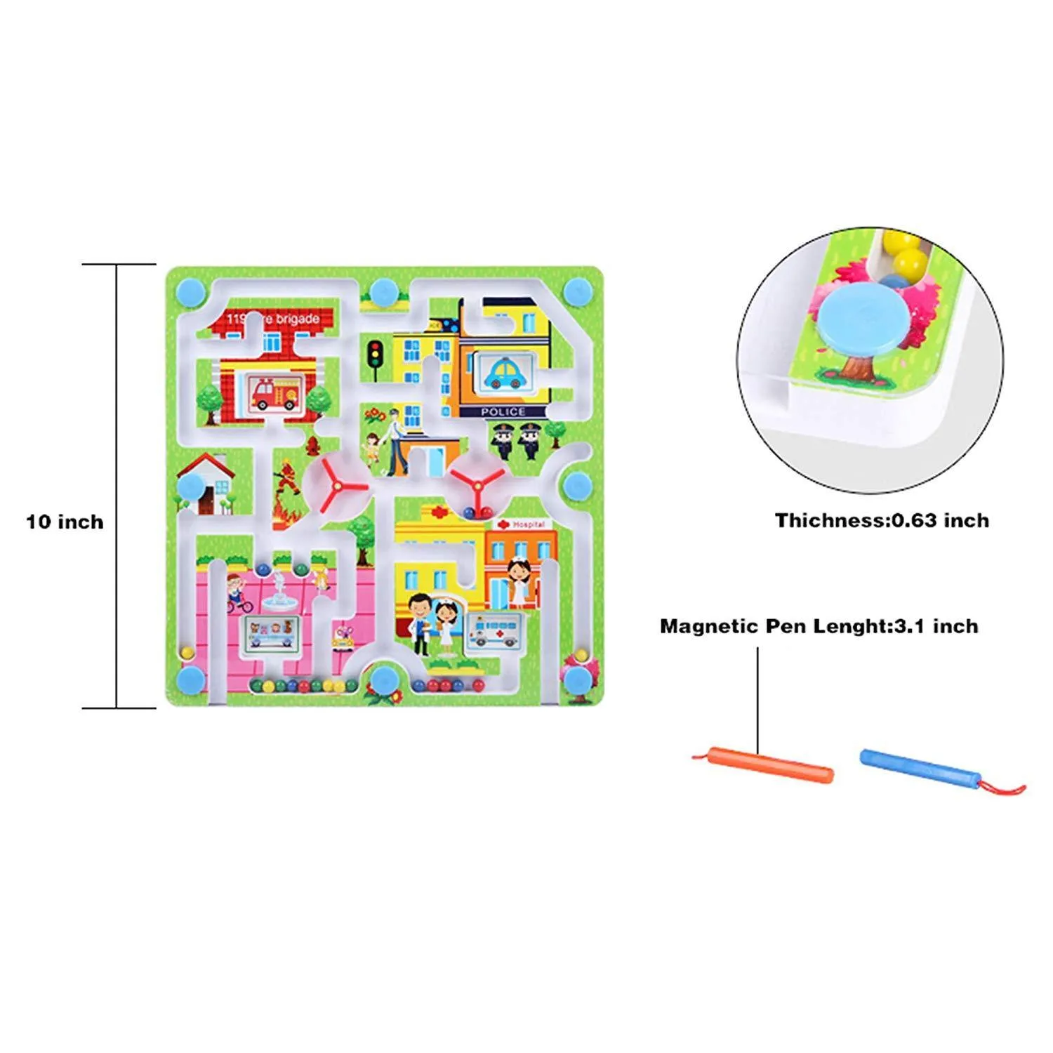 City Traffic Maze Puzzle Interactive Maze Pen Driving Beads Maze on Board