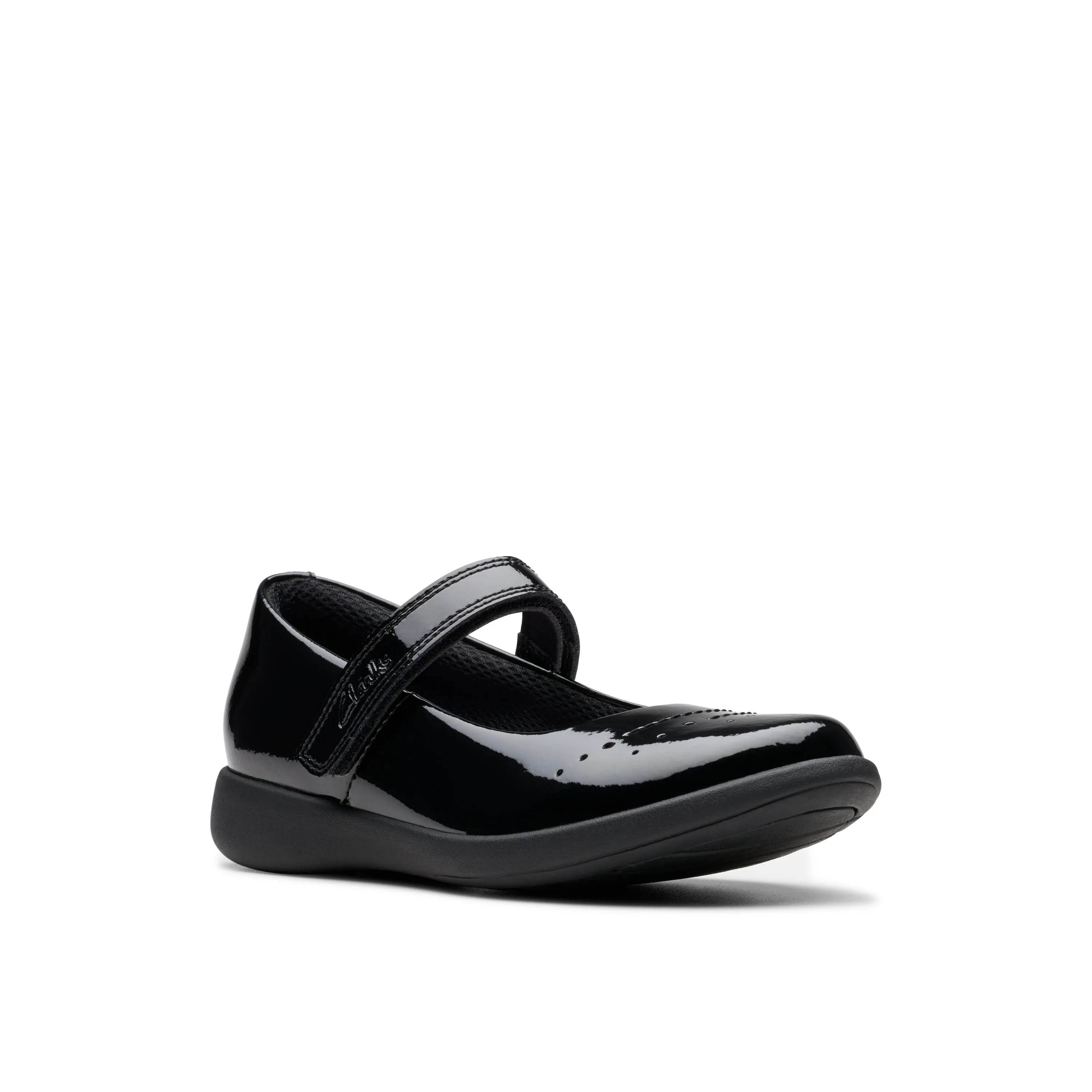 Clarks Etch Gem K Girls Black Patent School Shoe