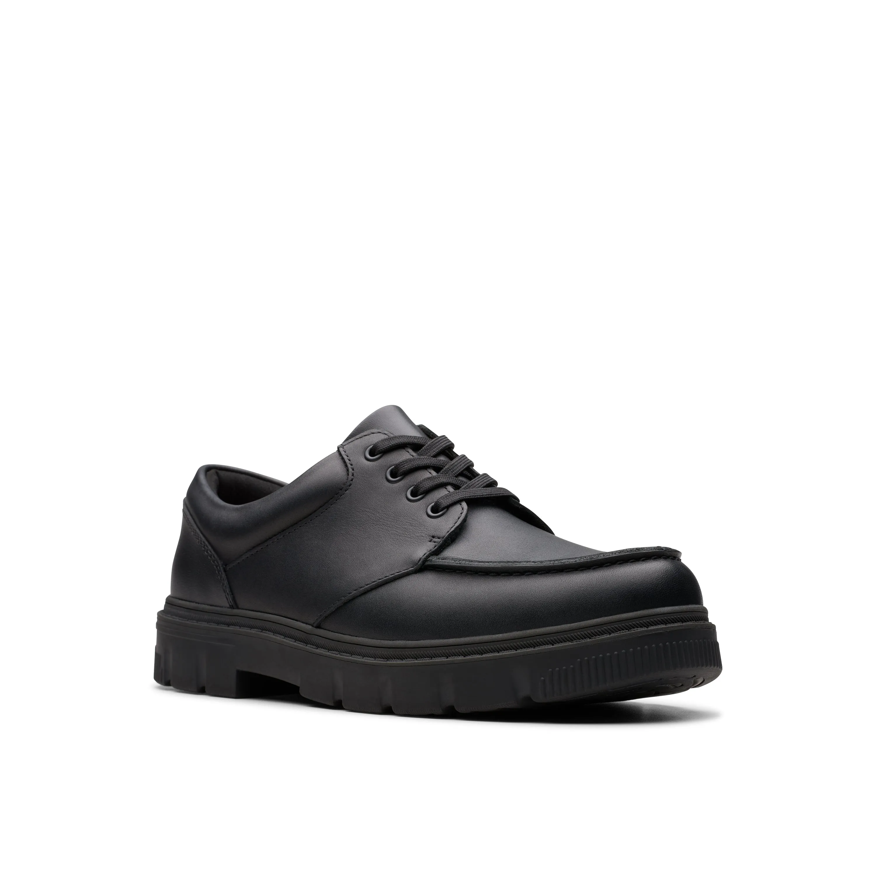 Clarks Lorcam Edge Y Boys Black School Shoes