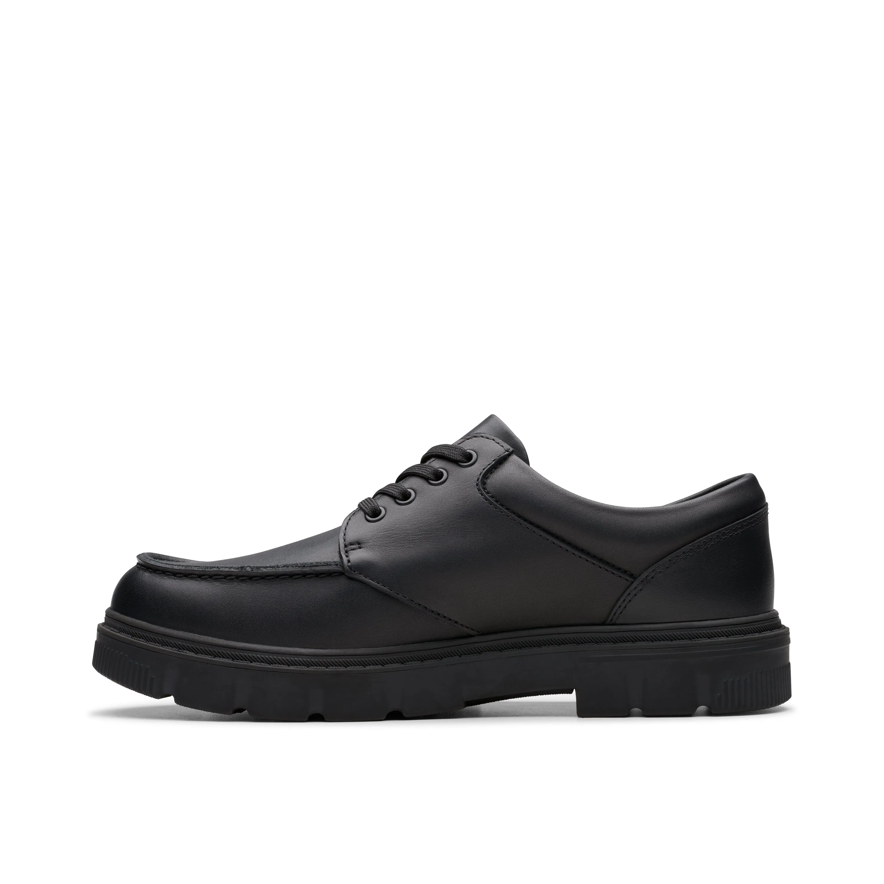 Clarks Lorcam Edge Y Boys Black School Shoes