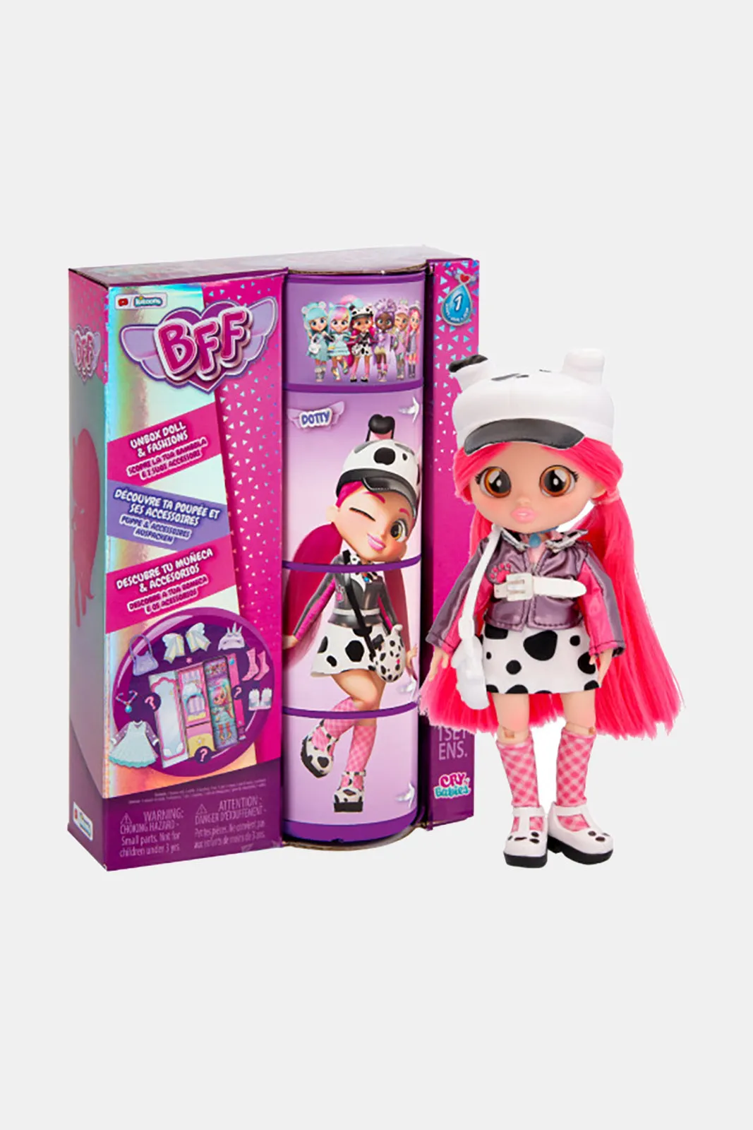 Cry Babies Bff Pink Girls Doll Dotty 7 Piece (8 Inch)