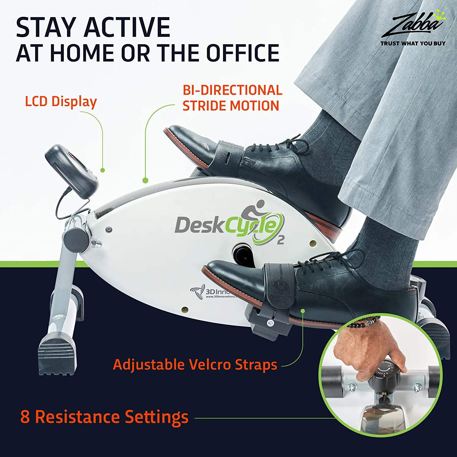 DeskCycle 2 Under Desk Bike Pedal Exerciser with Adjustable Leg - Desk Cycle, Mini Exercise Bike Peddler for Home & Office