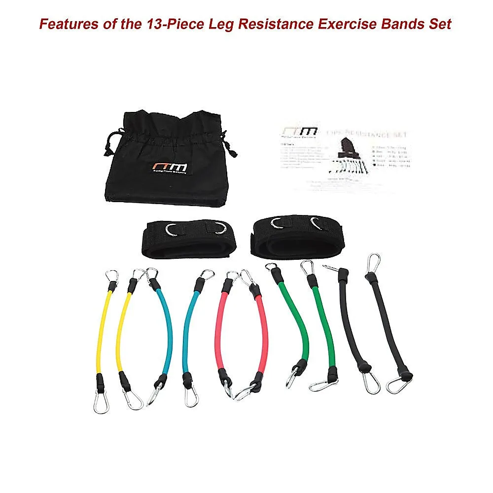 Durable Leg Exercise Resistance Bands Set - 13PC Latex