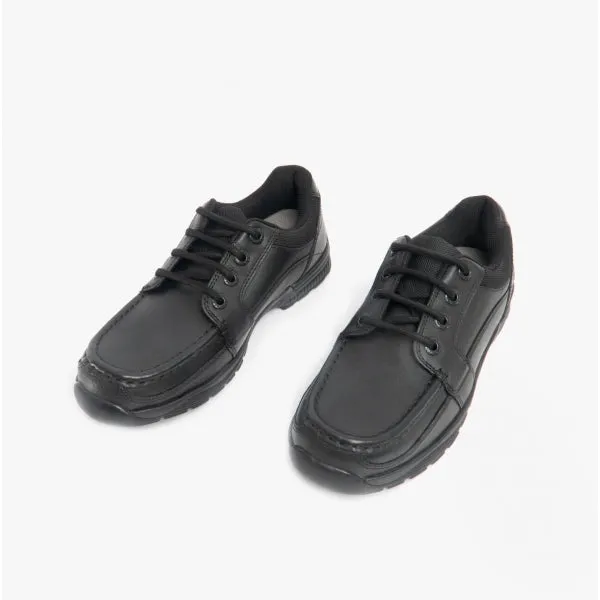 DYLAN Boys Leather Lace-Up School Shoes Black