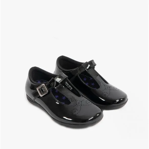 ELIZA Girls Leather Buckle Shoes Black Patent